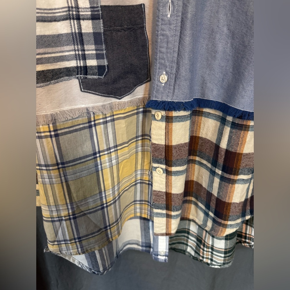 Patchwork Plaid Upcycled Refashioned Button Down … - image 6